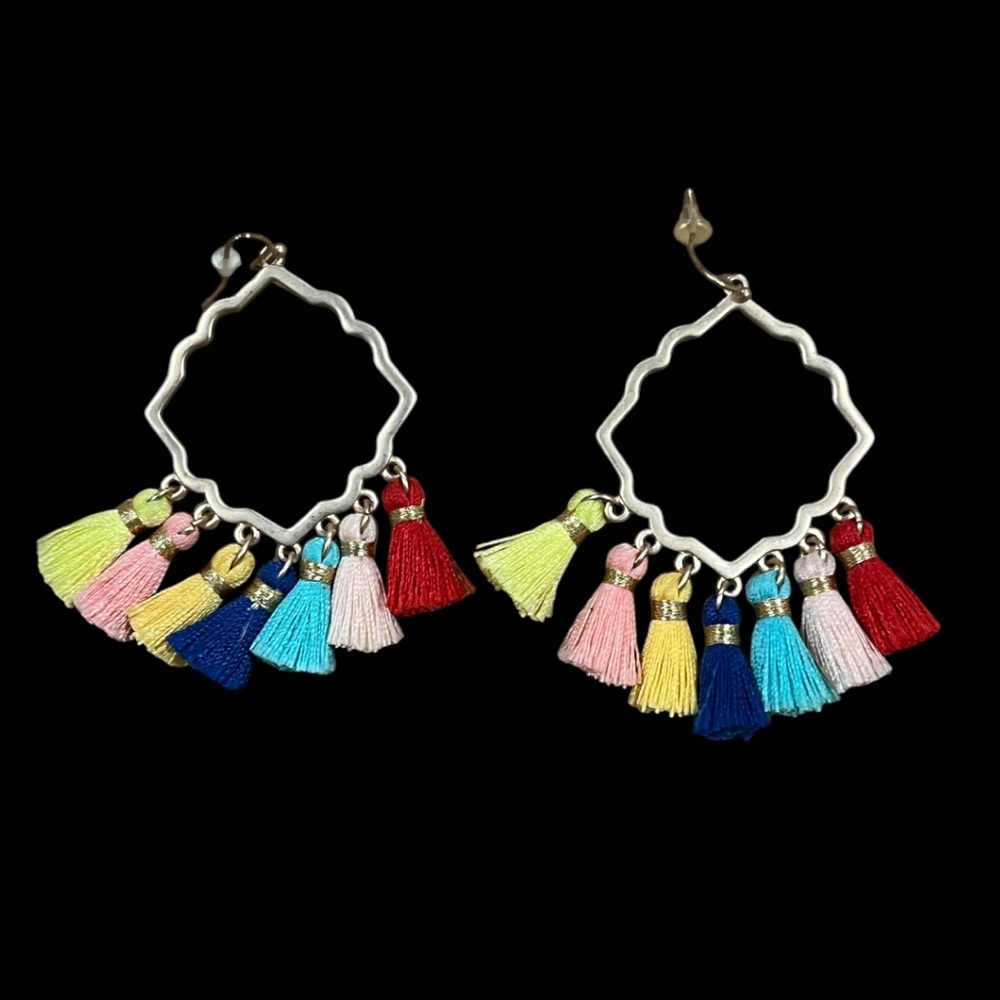 Colorful Tassel Hoop Earrings